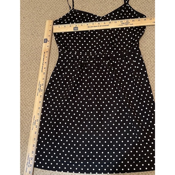 J CREW Women’s Size 6 Spaghetti Strap Dress Black Polka Dot Polyester - Picture 3 of 7
